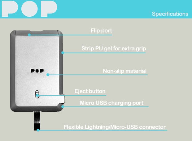 POP, una batería externa que se pega a tu móvil para emergencias, Gadgets