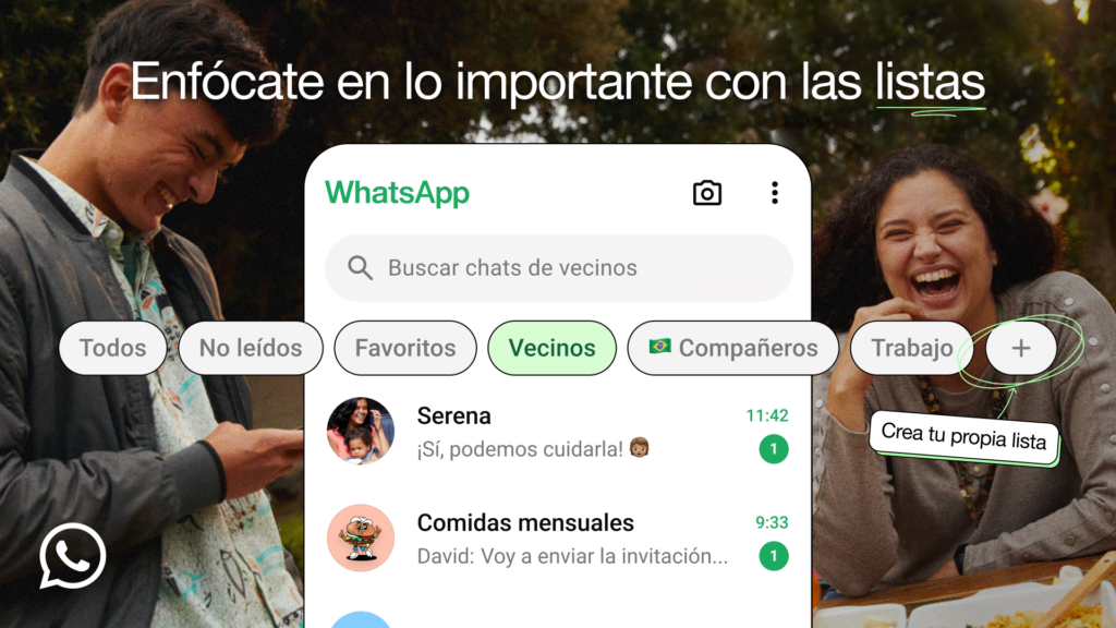 Las nuevas listas que llegan a Whatsapp mantendrá tus chats bajo control